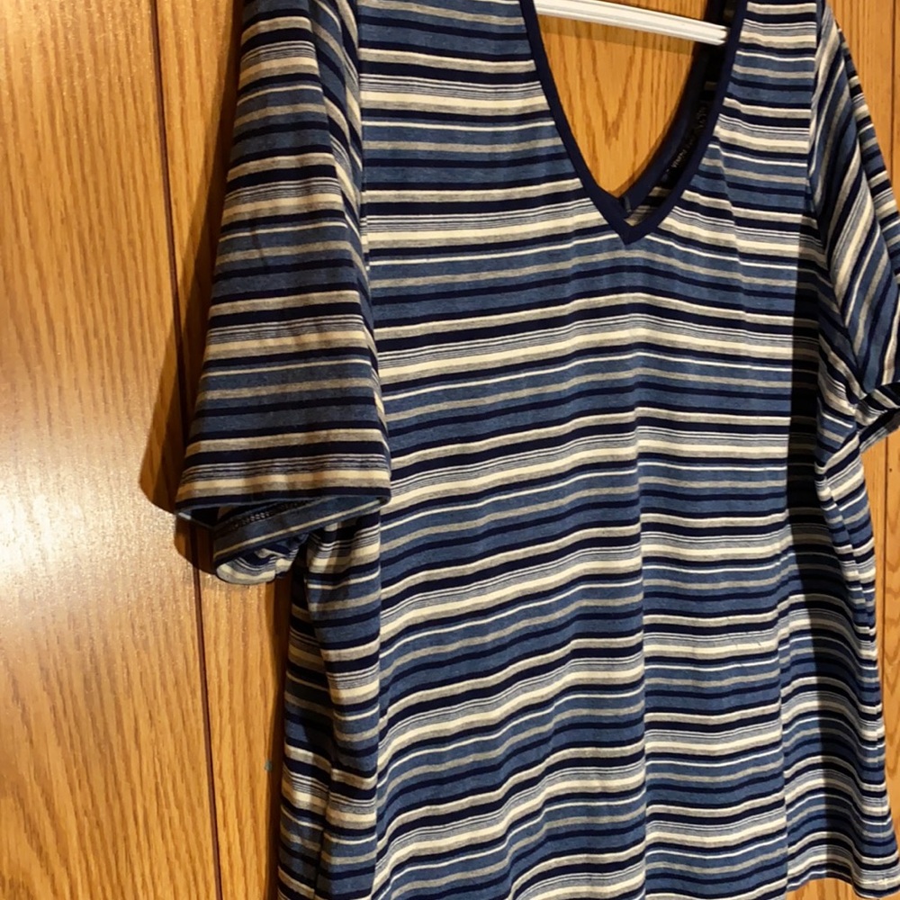 🔥Blue Striped Short Sleeve Top / Plus Size Womens 18 - Picture 2 of 4